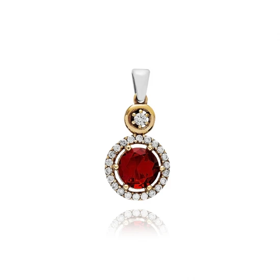 Garnet CZ Round Shape 925 Sterling Silver Pendant Garnet CZ Round Shape 925 Sterling Silver Pendant