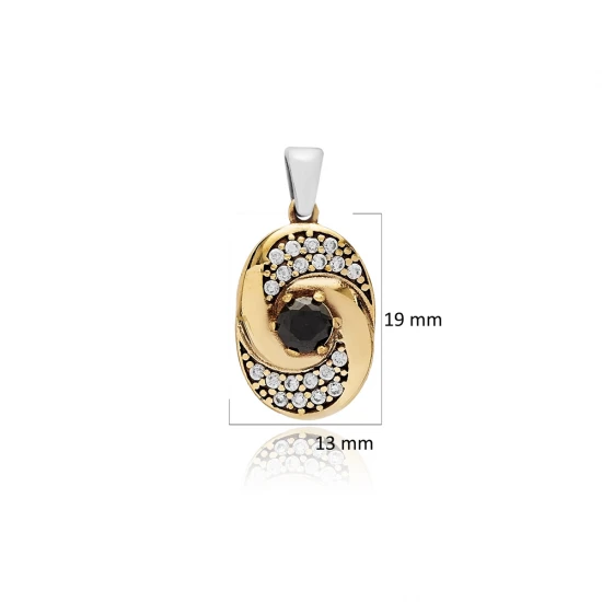 925 Sterling Silver Black CZ Round Pendant 925 Sterling Silver Black CZ Round Pendant