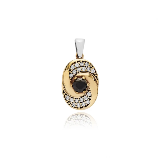 925 Sterling Silver Black CZ Round Pendant 925 Sterling Silver Black CZ Round Pendant