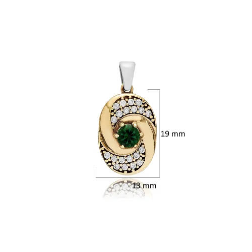 Emerald CZ Round 925 Sterling Silver Pendant Emerald CZ Round 925 Sterling Silver Pendant