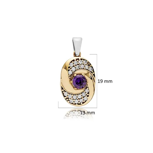 Amethyst CZ Round Design Authentic Pendant Amethyst CZ Round Design Authentic Pendant