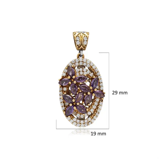 Amethyst CZ Oval 925 Sterling Silver Pendant