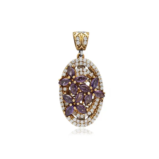 Amethyst CZ Oval 925 Sterling Silver Pendant