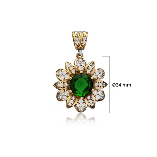 Flower Emerald CZ 925 Sterling Silver Pendant Flower Emerald CZ 925 Sterling Silver Pendant