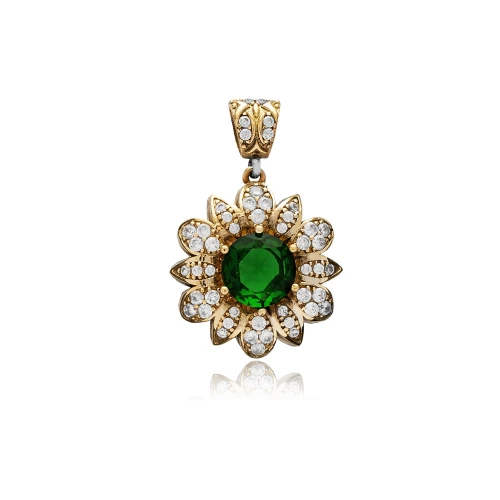 Flower Emerald CZ 925 Sterling Silver Pendant