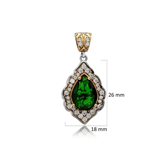 Emerald CZ Pear 925 Sterling Silver Pendant Emerald CZ Pear 925 Sterling Silver Pendant