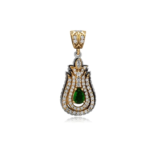 Emerald CZ Tulip 925 Sterling Silver Pendant