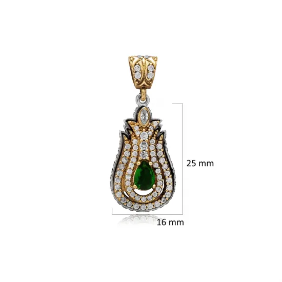 Emerald CZ Tulip Design Authentic Pendant Emerald CZ Tulip Design Authentic Pendant