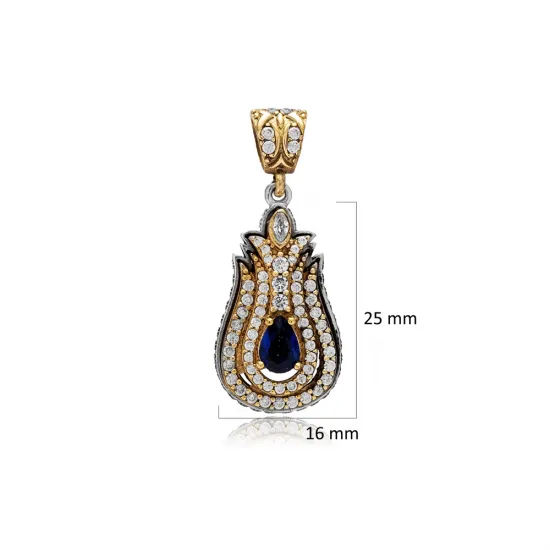 Sapphire CZ Tulip Design Authentic Pendant