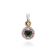 Mystic Topaz CZ Round 925 Sterling Silver Pendant