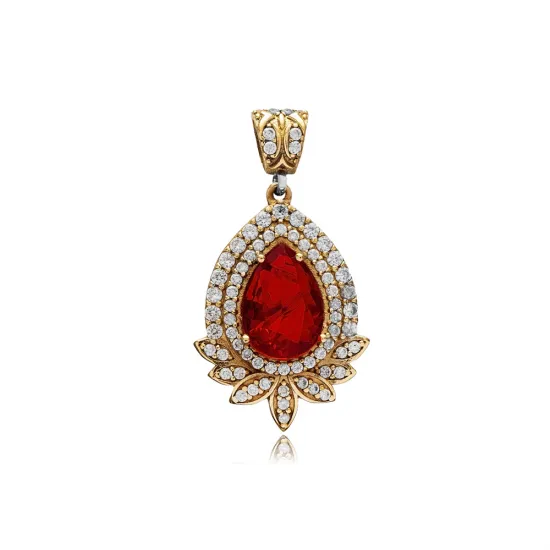 Garnet CZ Round Design Authentic Pendant Garnet CZ Round Design Authentic Pendant