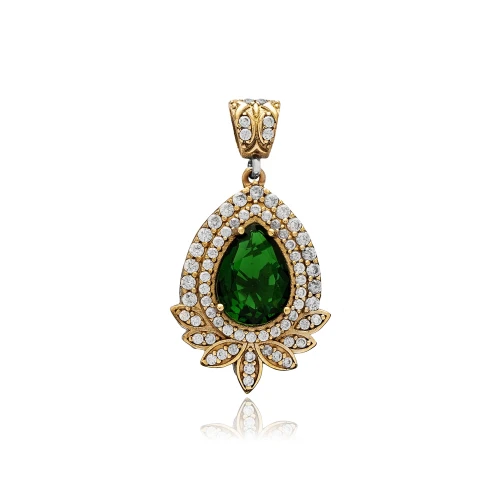 Emerald CZ Round Sterling Silver Pendant
