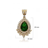 Emerald CZ Round Sterling Silver Pendant