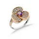 Amethyst CZ Flower Ottoman Silver Authentic Ring Amethyst CZ Flower Ottoman Silver Authentic Ring