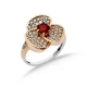 Garnet CZ Flower Ottoman 925 Sterling Silver Ring Garnet CZ Flower Ottoman 925 Sterling Silver Ring