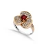 Garnet CZ Flower Ottoman 925 Sterling Silver Ring