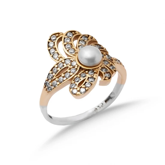 Pearl CZ Flower Ottoman 925 Sterling Silver Ring Pearl CZ Flower Ottoman 925 Sterling Silver Ring