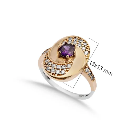 Amethyst CZ Turkish Ottoman Silver Authentic Ring