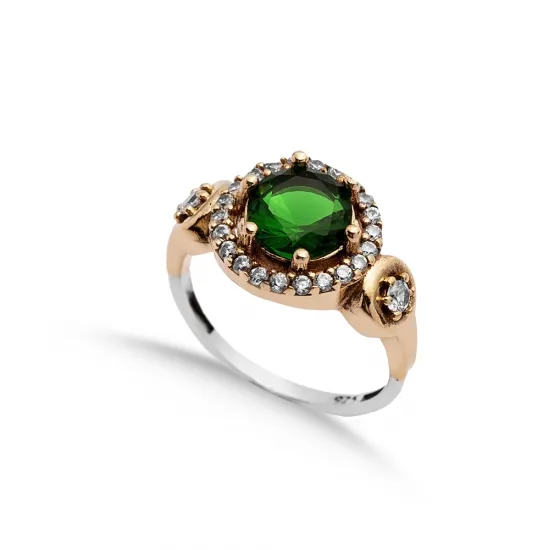 Emerald Round Ottoman 925 Sterling Silver Ring