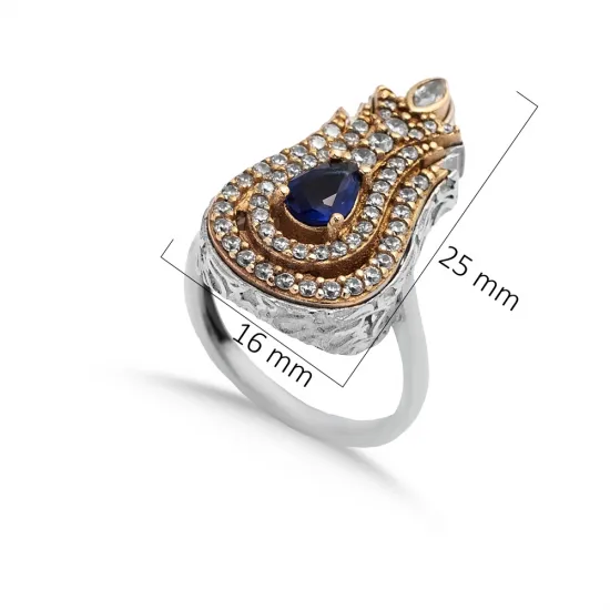 Sapphire Tulip Ottoman 925 Sterling Silver Ring Sapphire Tulip Ottoman 925 Sterling Silver Ring