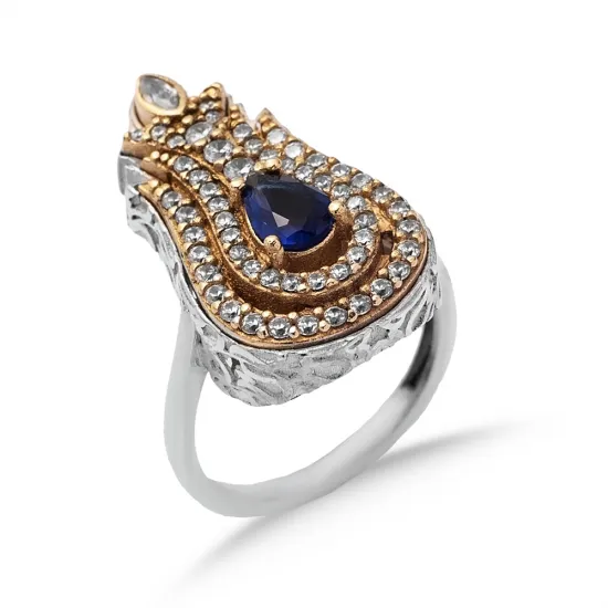 Sapphire Tulip Ottoman 925 Sterling Silver Ring Sapphire Tulip Ottoman 925 Sterling Silver Ring