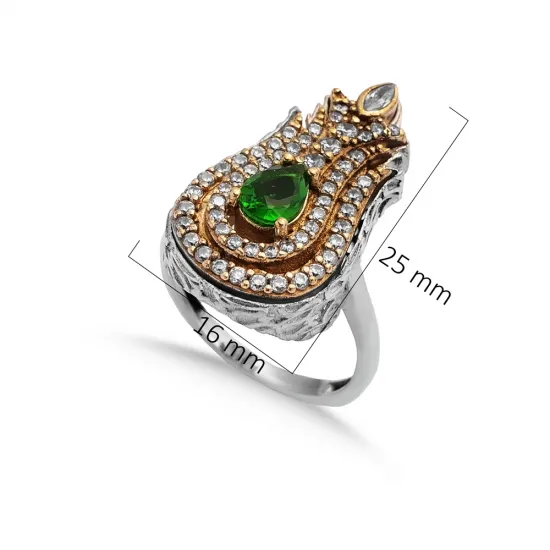 Emerald Tulip Ottoman 925 Sterling Silver Ring Emerald Tulip Ottoman 925 Sterling Silver Ring