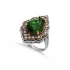 Pear Emerald CZ Ottoman Sterling Silver Ring