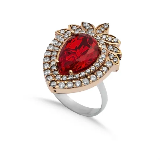 Garnet Pear Ottoman 925 Sterling Silver Ring Garnet Pear Ottoman 925 Sterling Silver Ring