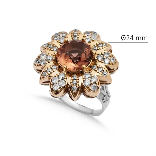 Zultanite Flower Ottoman 925 Sterling Silver Ring