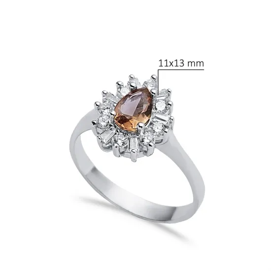Pear Shape Cluster Zultanite 925 Silver Ring