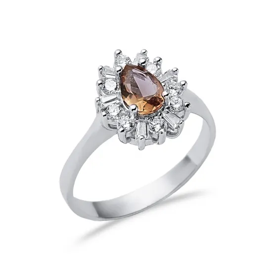 Pear Shape Cluster Zultanite 925 Silver Ring