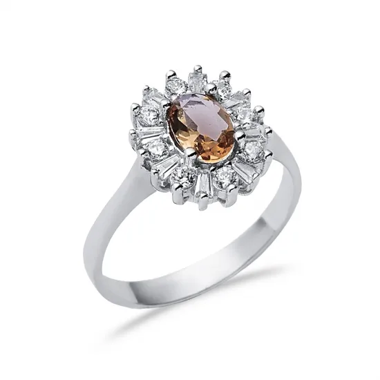Oval Baguette Cluster Silver Zultanite Ring Oval Baguette Cluster Silver Zultanite Ring