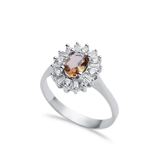 Oval Baguette Cluster Silver Zultanite Ring Oval Baguette Cluster Silver Zultanite Ring
