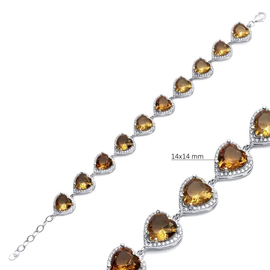 14 X 14mm Heart Cluster Zultanite 925 Silver Bracelet