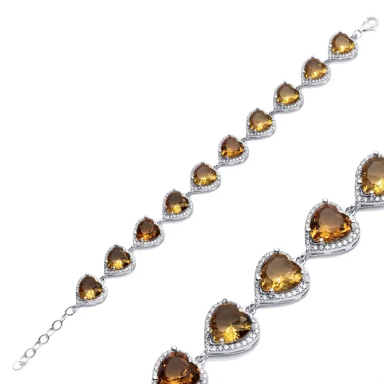 14 X 14mm Heart Cluster Zultanite 925 Silver Bracelet