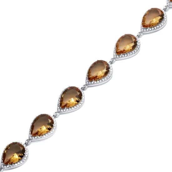 13 X 18mm Pear Cluster Zultanite 925 Silver Bracelet | 925 Sterling Silver Wholesale | Sade Silver 13 X 18mm Pear Cluster Zultanite 925 Silver Bracelet - Sade 925 Silver Jewelry