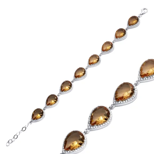 13 X 18mm Pear Cluster Zultanite 925 Silver Bracelet