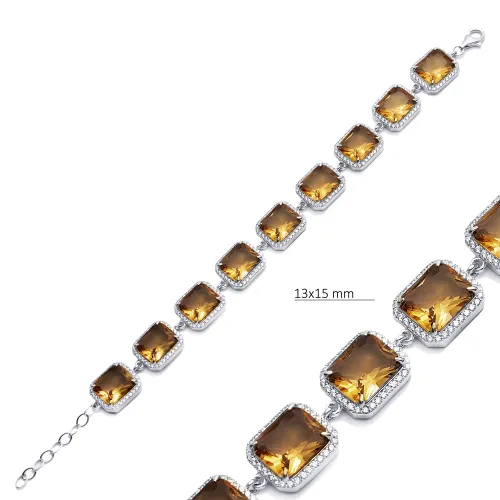 13 X 15mm Baguette Cluster Zultanite Silver Bracelet