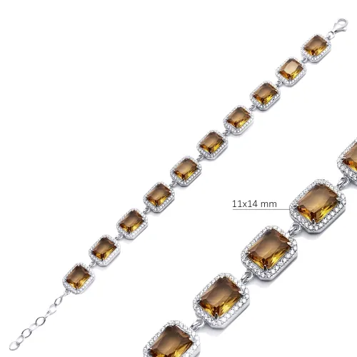 11 X 14mm Baguette Cluster Zultanite Silver Bracelet