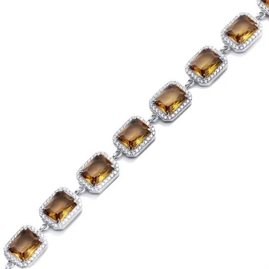 11 X 14mm Baguette Cluster Zultanite Silver Bracelet | 925 Sterling Silver Wholesale | Sade Silver 11 X 14mm Baguette Cluster Zultanite Silver Bracelet - Sade 925 Silver Jewelry