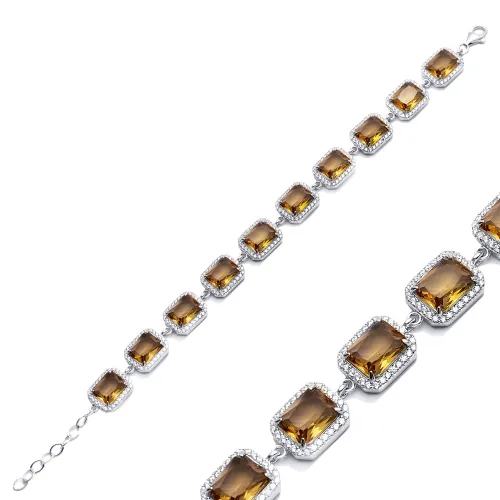 11 X 14mm Baguette Cluster Zultanite Silver Bracelet