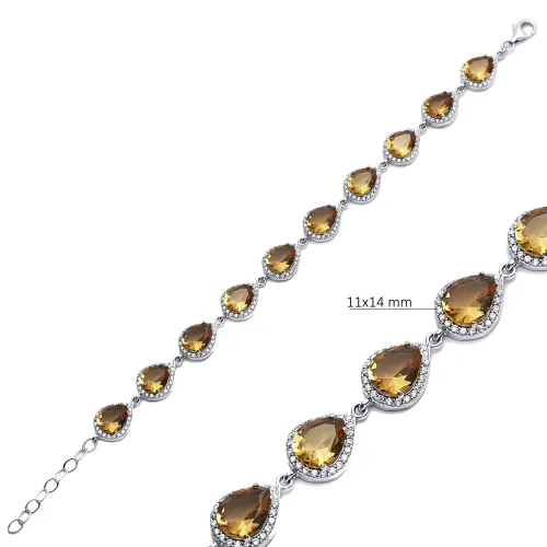 11 X 14mm Pear Cluster Zultanite 925 Silver Bracelet