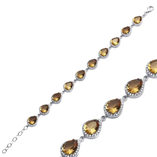 11 X 14mm Pear Cluster Zultanite 925 Silver Bracelet