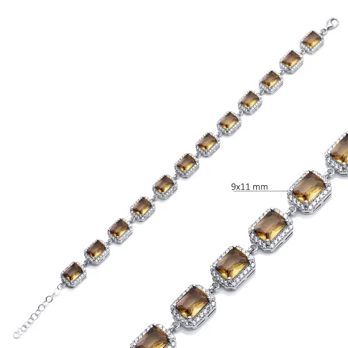 9 X 11mm Baguette Cluster Zultanite 925 Silver Bracelet
