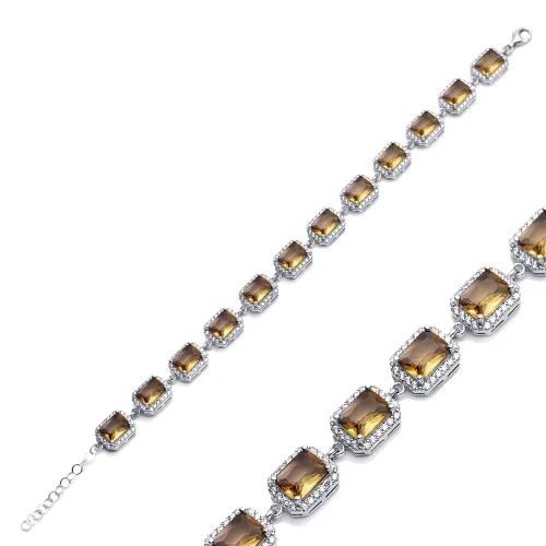 9 X 11mm Baguette Cluster Zultanite 925 Silver Bracelet