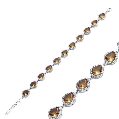 10 X 13mm Pear Cluster Zultanite 925 Silver Bracelet
