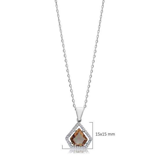 Pentagon Zultanite CZ 925 Sterling Silver Necklace | 925 Sterling Silver Wholesale | Sade Silver Pentagon Zultanite CZ 925 Sterling Silver Necklace - Sade 925 Silver Jewelry