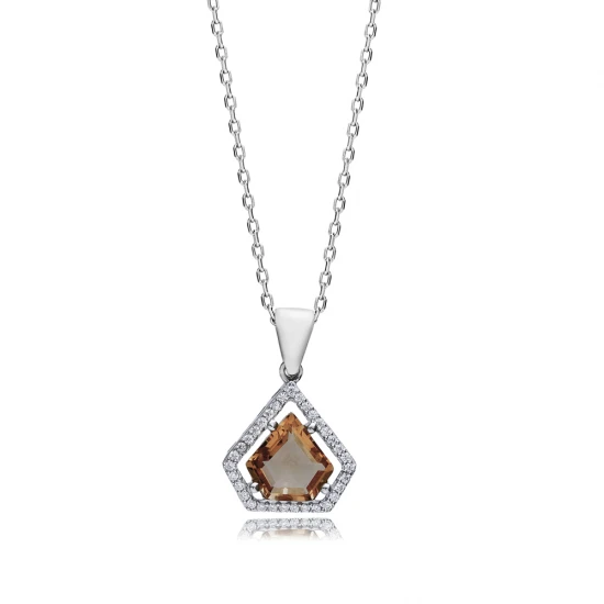 Pentagon Zultanite CZ 925 Sterling Silver Necklace | 925 Sterling Silver Wholesale | Sade Silver Pentagon Zultanite CZ 925 Sterling Silver Necklace - Sade 925 Silver Jewelry