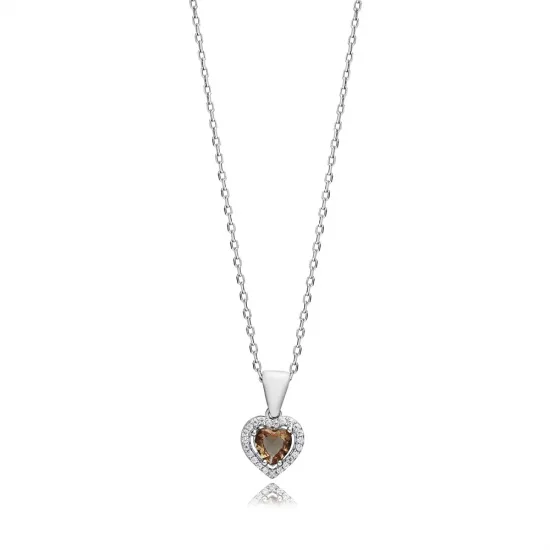 10 mm Heart Zultanite CZ Silver Charm Necklace 10 mm Heart Zultanite CZ Silver Charm Necklace