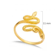 Snake Vintage 22 Karat Gold Adjustable 925 Silver Ring